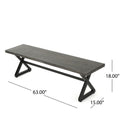 Outdoor Aluminum Dining Bench With Steel Frame, Grey Black Grey Black Aluminium