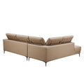111.42Inch Modern Design L Shaped Deep Sectional Couch,Genuine Leather Sofa With Adjustable Headrests Couch,Minimalist Style Comfy Upholstery Corner Couch With Chaise For Living Room,Apartment,Office Brown Genuine Leather 5 Seat
