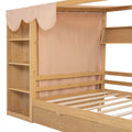 Full Size House Bed With Two Drawers And Wardrobe,Natural Full Natural Solid Wood