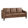 Brown 2Pc Sofa Set Microfiber Upholstered Sofa Loveseat Set Button Tufted Contoured Arms Solid Wood Frame Casual Living Room Furniture Brown Microfiber Wood Primary Living Space Traditional,Transitional Solid Wood 5 Seat
