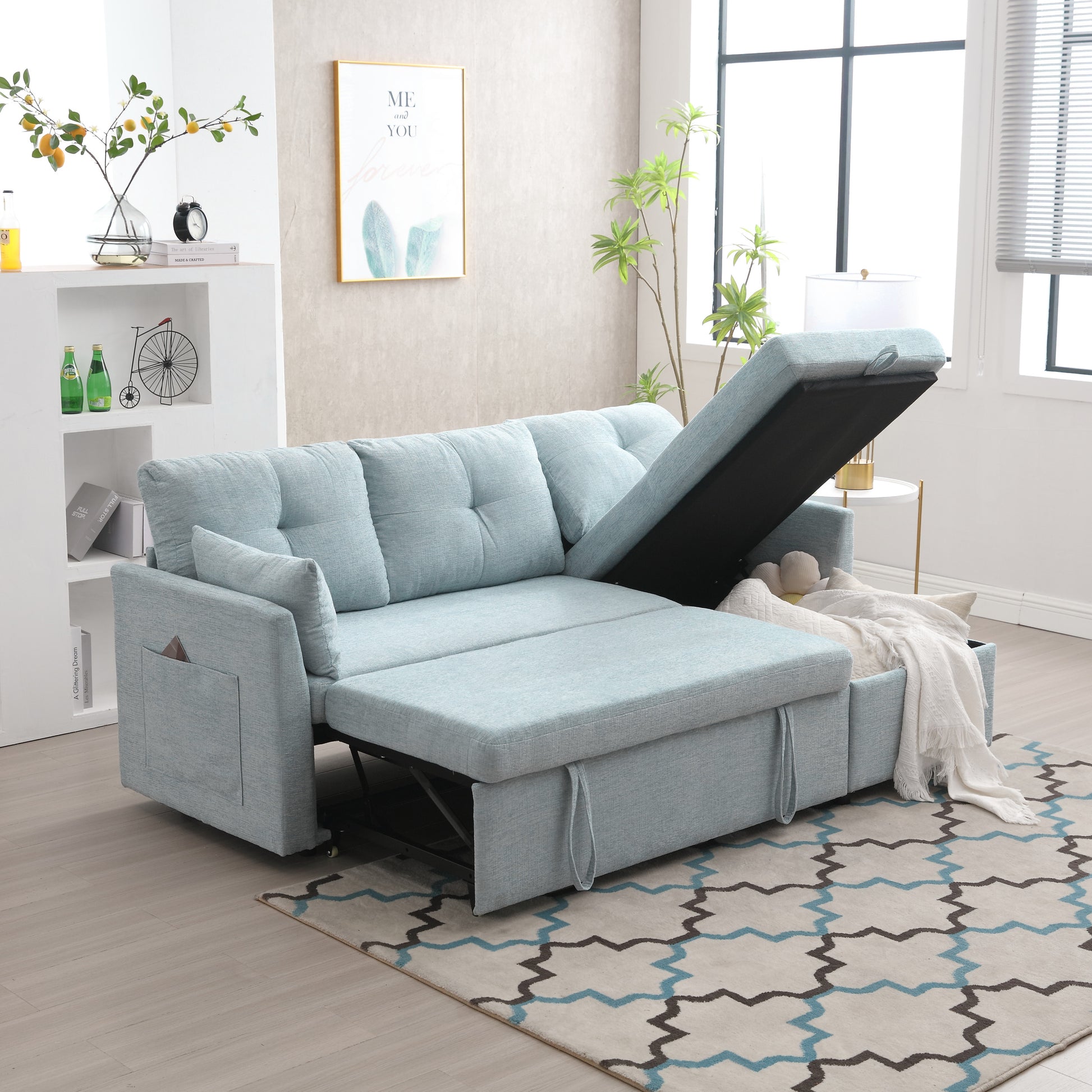 United Modular Sectional Sofa L Shaped Modular Couch With Reversible Chaise Modular Sofa Sectional Couch With Storage Seats Mint Green Chenille 3 Seat