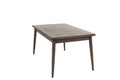 Modern 7Pc Dining Set Ash Walnut Finish Dining Table 6X Side Chairs Foam Cushion Fabric Upholstery Unique Back Design Wood Dining Room Rubberwood Rectangular Dining Table With Chair Upholstered Chair Wood Walnut Solid Back Seats 6