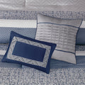 7 Piece Jacquard Comforter Set Navy King King Navy Polyester