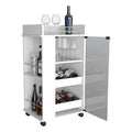 Baltimore Bar Cart With Casters, Glass Door And 2 Side Shelf White Primary Living Space Modern Particle Board Shelves Included Engineered Wood