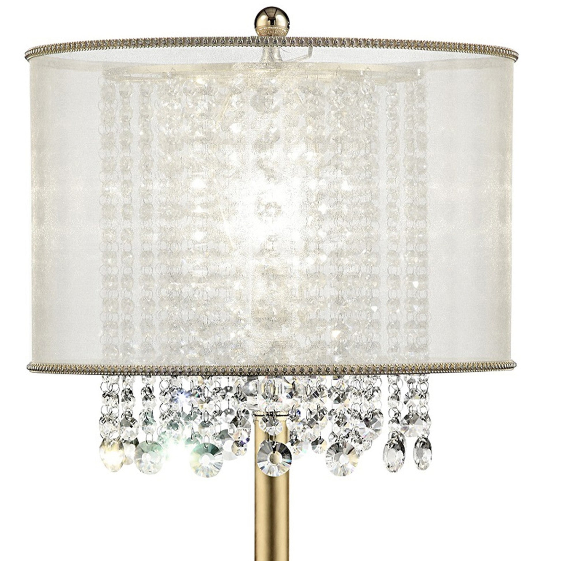 30" Tall Metal Table Lamp "Bhavya" With Gold Finish, White Shade Gold Metal