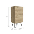 London Dresser, Three Drawers, Superior Top, Hairpin Legs Beige Mdf Engineered Wood