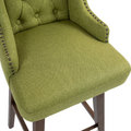Coolmore Bar Stools Set Of 2 Counter Height Chairs With Footrest For Kitchen, Dining Room And 360 Degree Solid Wood Legs Swivel Bar Stools Set Of 2 Olive Linen Olive Foam Linen