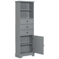 Gray Tall Storage Cabinet With 3 Drawers And Adjustable Shelves For Bathroom, Study, Office And Interior, Mdf Board With Painted Finish Gray Mdf