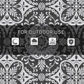 Outsunny Reversible Outdoor Rug, 9' X 18' Waterproof Plastic Straw Floor Mat, Portable Rv Camping Carpet With Carry Bag, Large Floor Mat For Backyard, Deck, Picnic, Beach, Gray & White Floral Multicolor Polypropylene