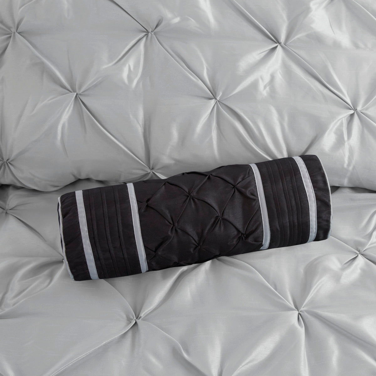 7 Piece Tufted Comforter Set Grey King King Grey Polyester