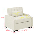 Modern Velvet Armchair Sofa Couch Pull Out Bed,3 In One Convertible For Living Room Sofa Bed,Beige Beige Velvet Cushion Back Medium Soft Medium Duty American Design Pillow Top Arms Foam Velvet 1 Seat