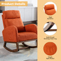 Coolmore Rocking Chair, Modern Glider Chair, Recliner Armchair With Wood Legs And Side Pocket, Nursery Rocking Accent Chair With High Back For Living Room Bedroom Orange Linen Orange Foam Linen