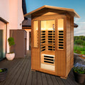 Outdoor Double Red Cedar Far Infrared Sauna Room Natural Wood Stainless Steel Glass