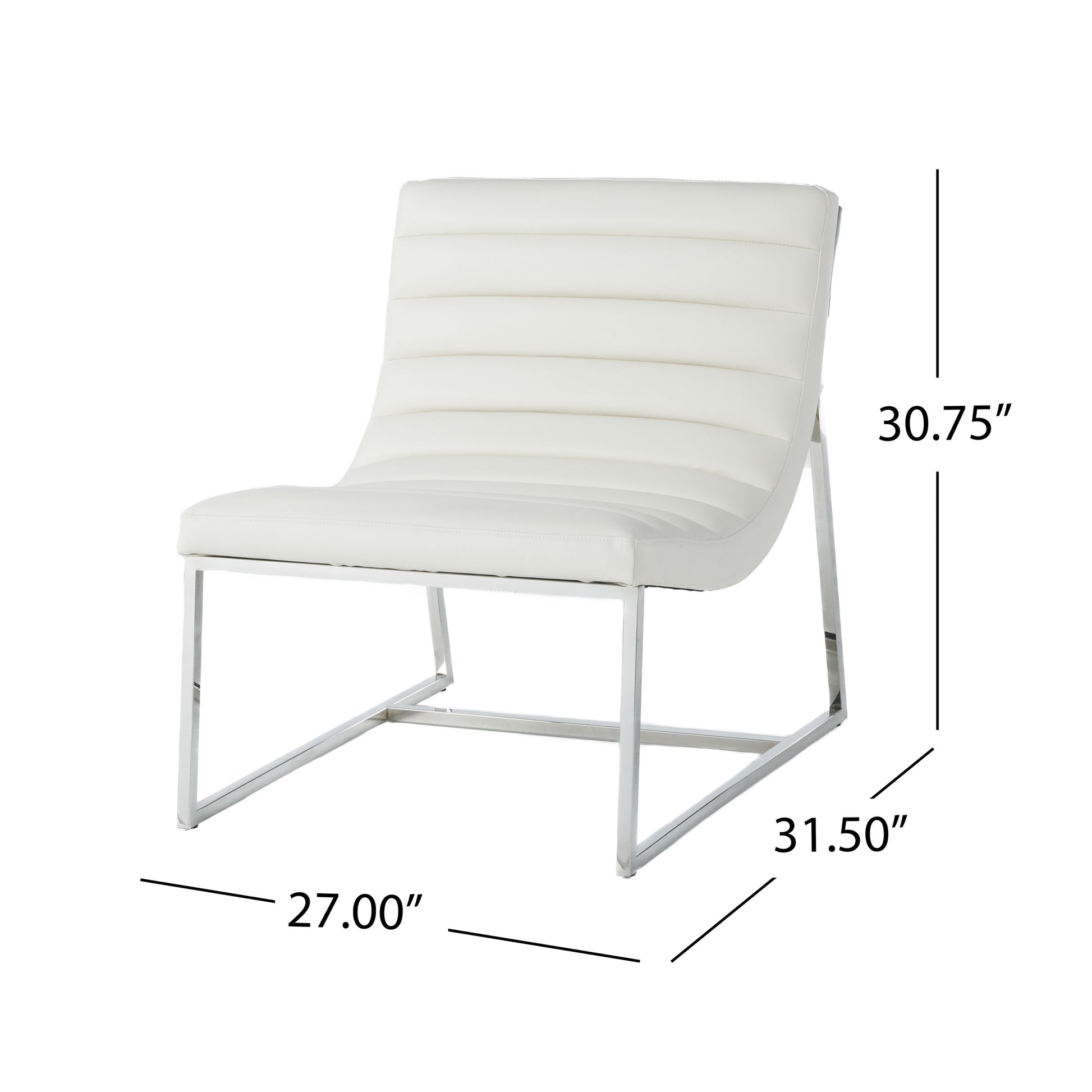 Wilmouth Roll Occassional Chair White Metal & Wood