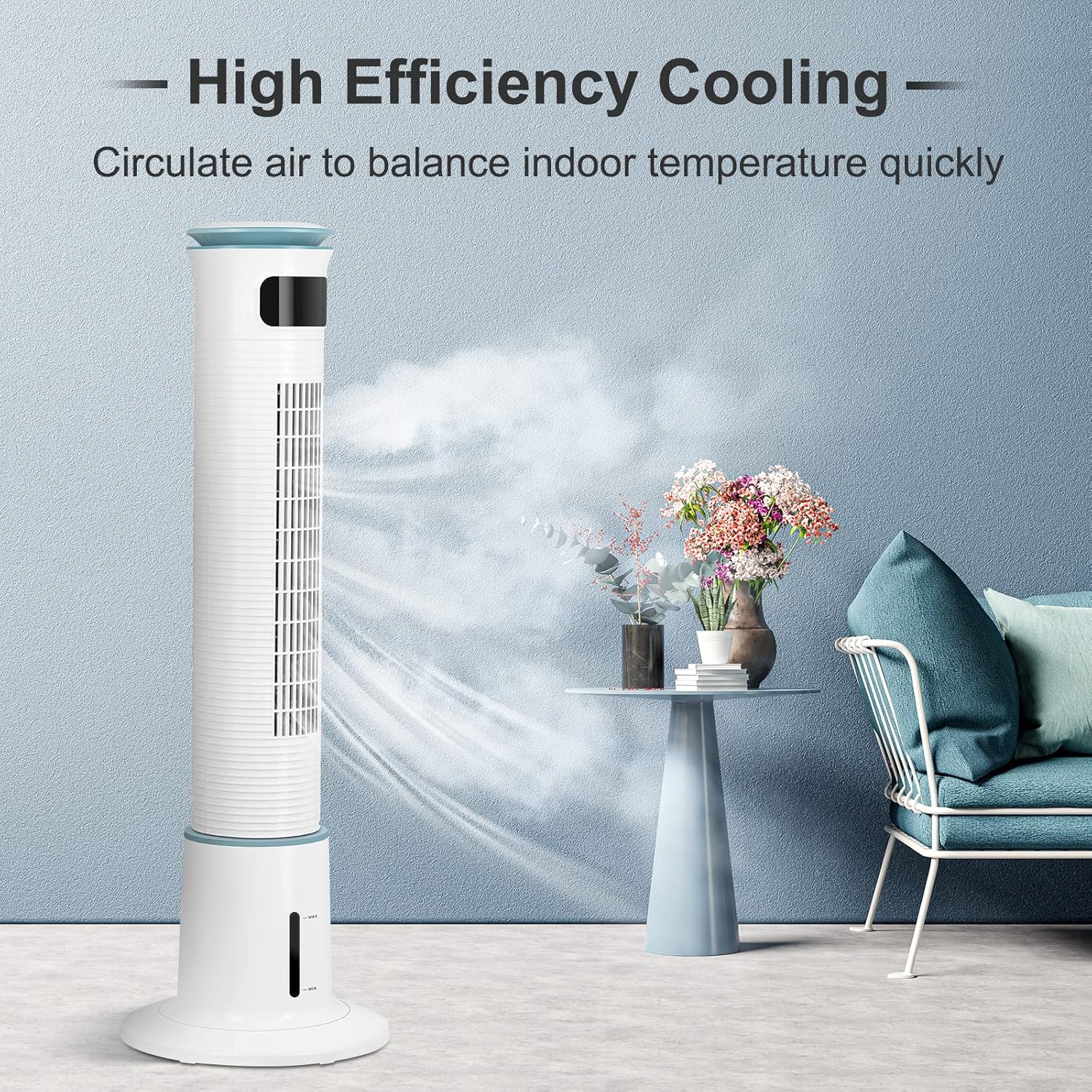 43 Inch Electric Oscillating Tower Fan With Remote Control For Indoor, Bedroom And Home Office, White White Plastic