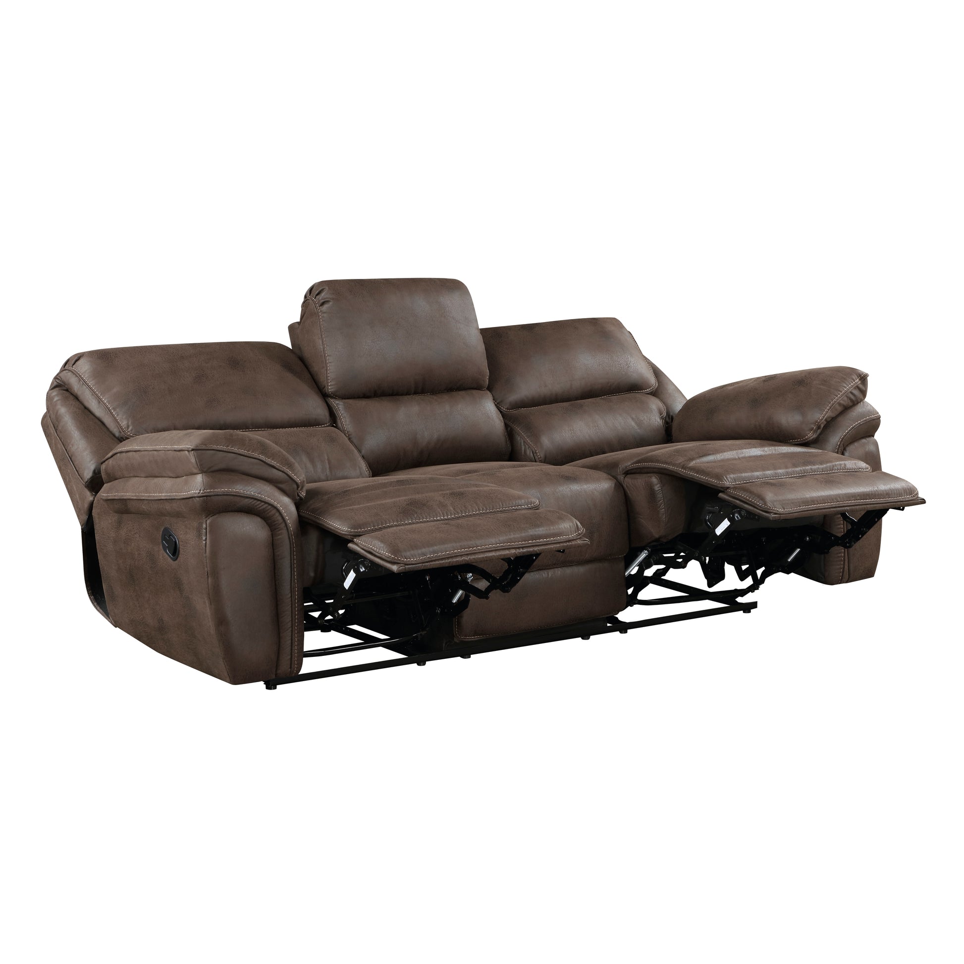 Plush Modern Living Room Sofa Set 2Pc Reclining Sofa And Loveseat Brown Microfiber Upholstery Solid Wood Frame Furniture Brown Microfiber Wood Primary Living Space Modern Plywood,Solid Wood 5 Seat