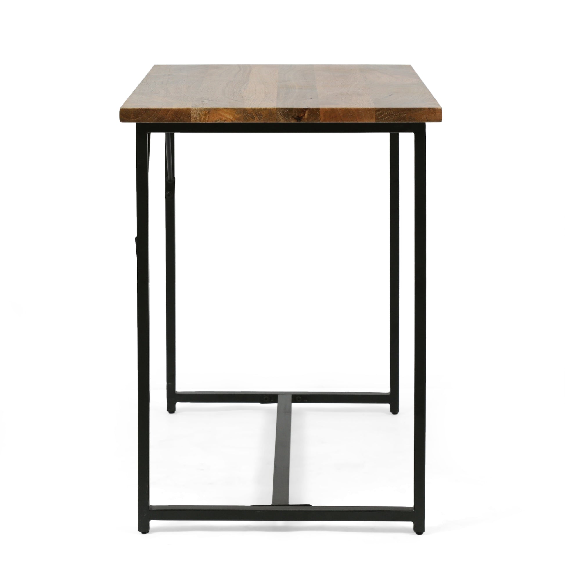 Console Table Brown Wood Stainless Steel