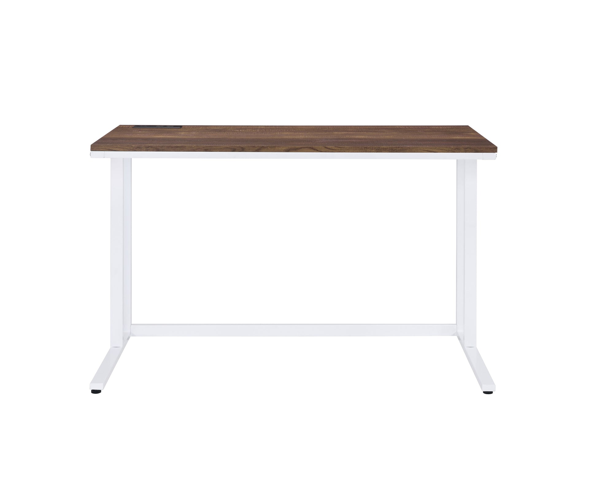 Tyrese Walnut & White Finish Writing Desk W Usb Walnut,White Metal,Synthetic Wood