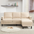 Beige Color Knock Down 3 Seat Combo Sofa With Storage Ottoman For Living Room Apartment Bedroom And Compact Room, Upholstered Sectional Couch, L Shaped Bench With A Footrest, A Individual Sto White Wood Primary Living Space Heavy Duty Pine 3 Seat Beige