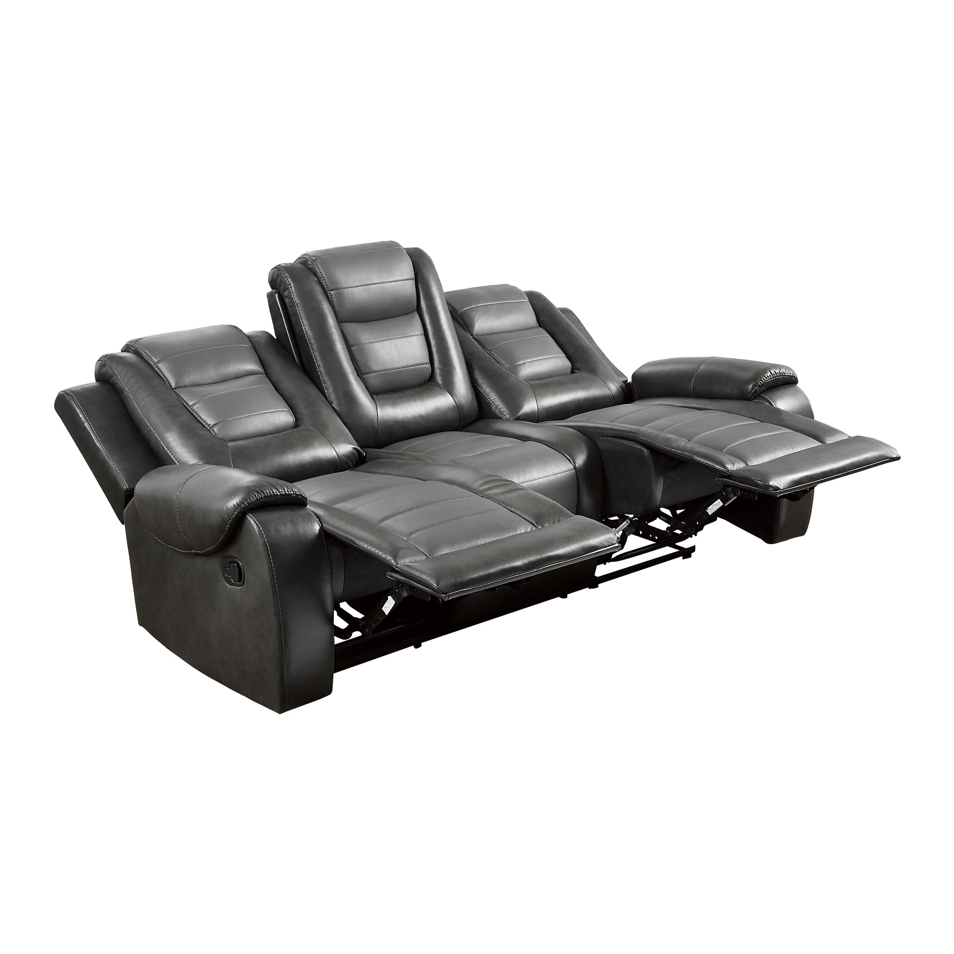 Modern Luxury Living Room Sofa Set 2Pc Reclining Sofa Loveseat Formal Furniture Premium Faux Leather Upholstery Comfortable Two Tone Gray Finish Dark Gray,Light Gray Faux Leather Wood Primary Living Space Luxury,Modern Plywood,Solid Wood 5 Seat