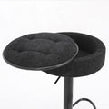Round Storage Bar Stool Set Of 2, Black Linen Height Adjustable Barstool, 360 Counter Height Swivel Stool, Armless Bar Chair With Metal Frame For Kitchen Counter Dining Living Room Black Set Of 2 Foam Linen