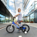 A14114 Kids Bike 14 Inch For Boys & Girls With Training Wheels, Freestyle Kids' Bicycle With Fender. Blue Steel