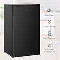 Homcom 3.2 Cu.Ft Mini Fridge With Freezer, Single Door Compact Refrigerator With Adjustable Thermostat, Shelf And Reversible Door For Bedroom, Dorm, Home Office, Energy Efficient, Black Black Steel