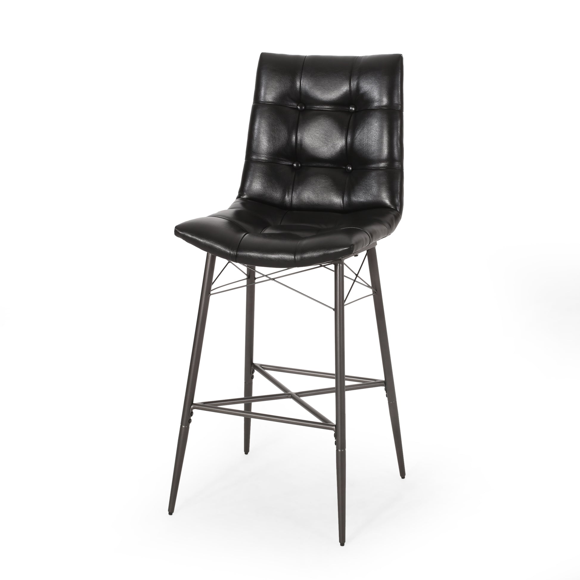 Bar Stool Mp2 Set Of 2 Black Pu