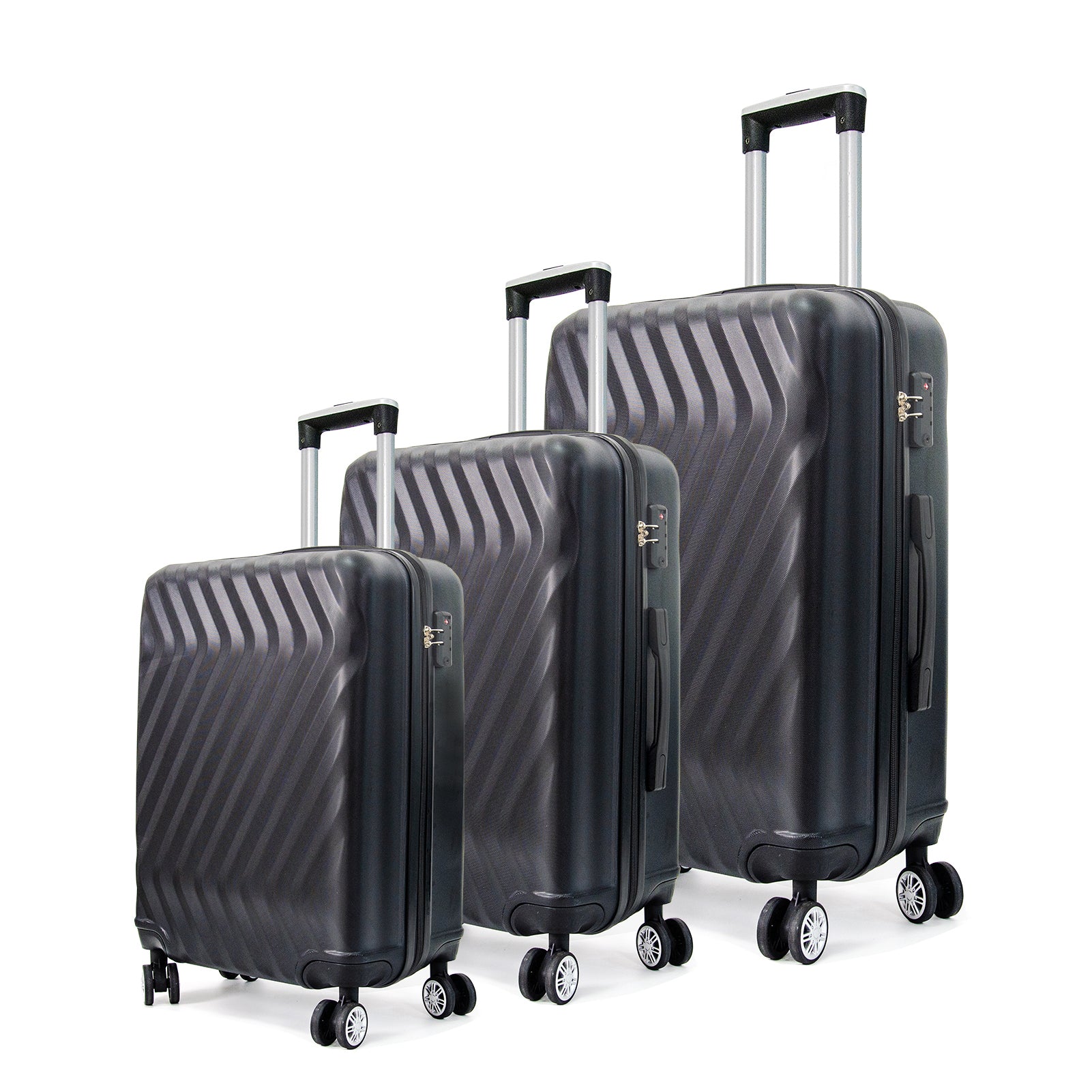 Hardside Lightweight Luggage Featuring 4 Spinning Wheel Robust Abs And Secure Tsa Lock Luggage Set 3 Pieces 20 24 28 Inches Women And Men Black Abs