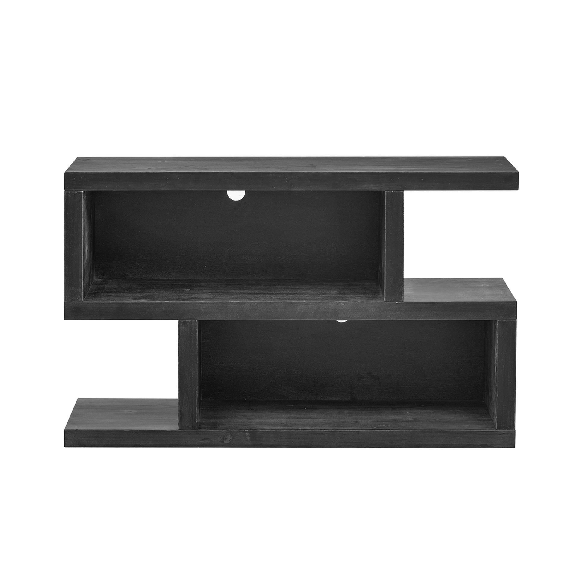 Retro Console Table With Symmetrical 2 Tier Open Shelf For Entryway And Living Room Black Black Mdf