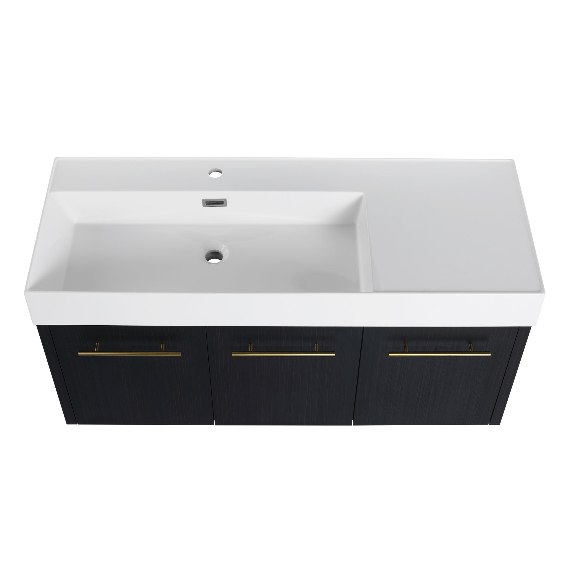 48 Inch Wall Mounted Bathroom Vanity With Sink, Thick Edged Resin Basin, Kd Package Black Chestnut Bathroom Modern Plywood