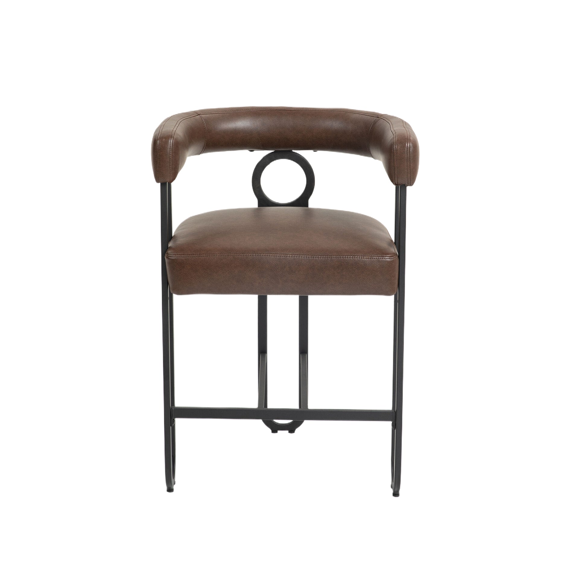 Coolmore Bar Stools Set Of 2, Modern Bar Stool With Back, Black Metal Frames, Upholstered Bar Stools For Kitchen Island, Pub, Club Dark Brown Pu Dark Brown Foam Pu Leather