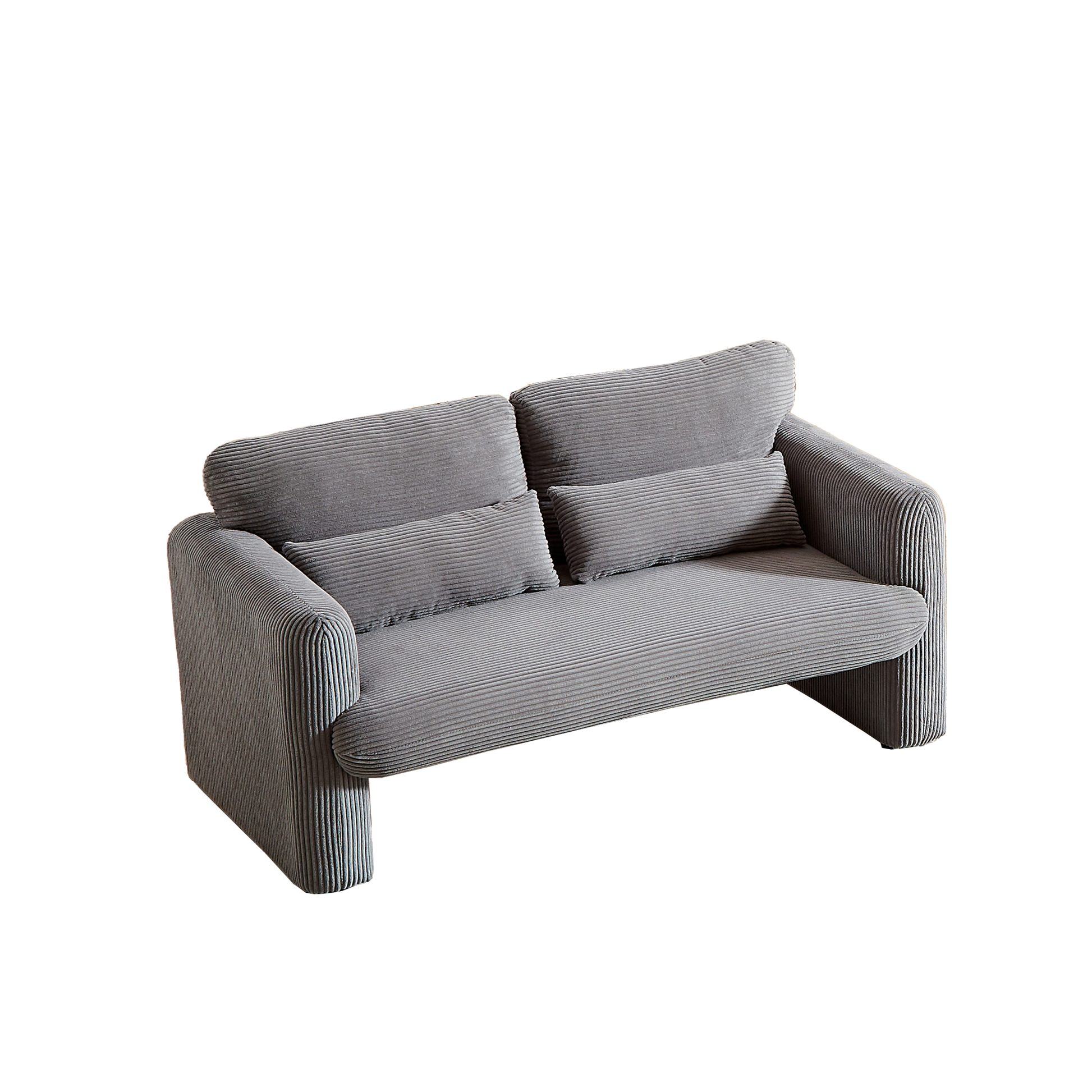 Two 60"Corduroy Fabric Sofa With 33" Single Sofa, Modern Sofa With Support Pillow, For Apartment, Office, Living Room & Bedroom Grey Corduroy 5 Seat