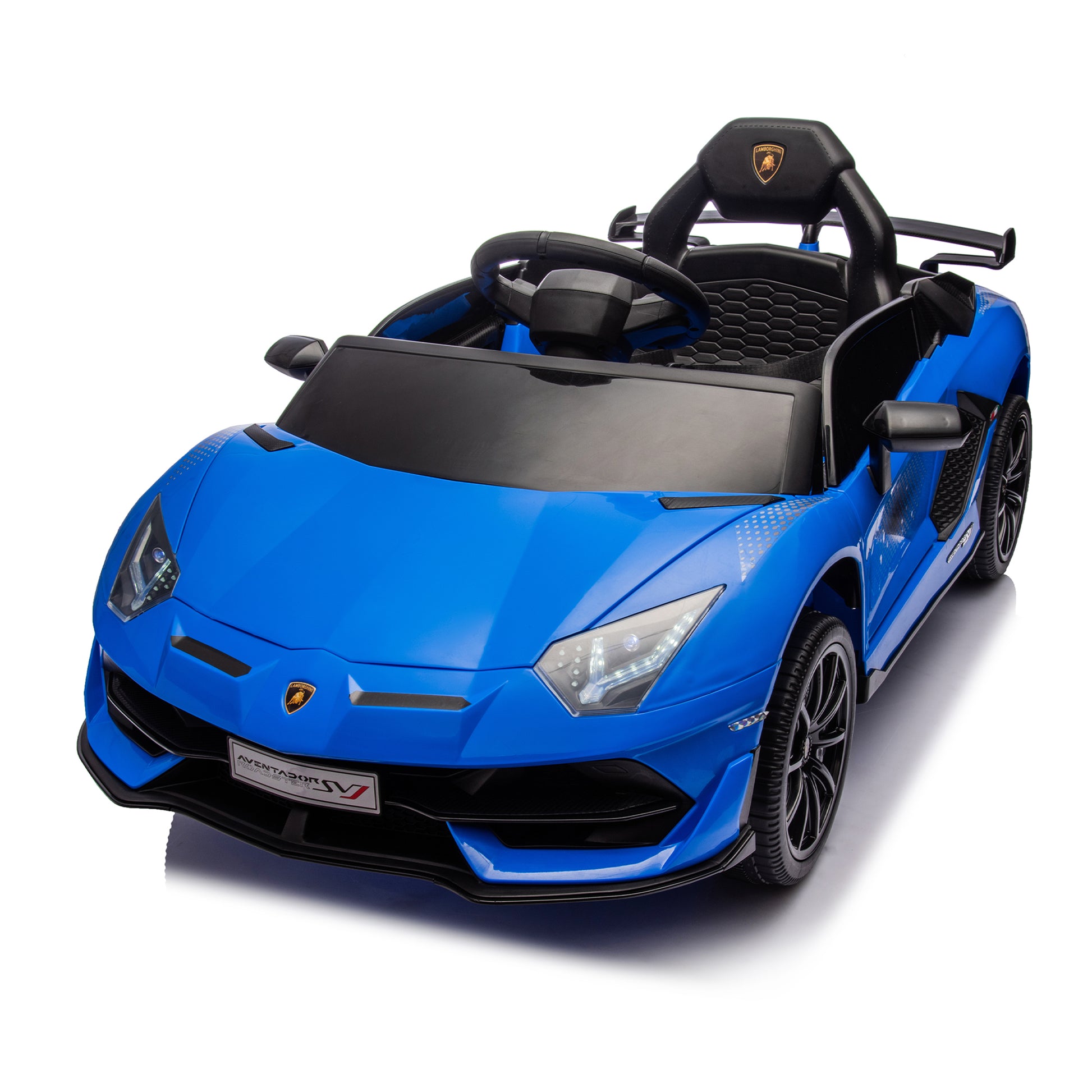 12V Kids Ride On Car W Parents Remote Control,Licensed Lamborghini Aventador Xago,Hydraulic Pressure Door,Slow Start,Early Education,Bluetooth,Adjustable Volume,Mp3,Usb,Led Lights For Kids Aged 3 8. Blue 50 99 Lbs Polypropylene