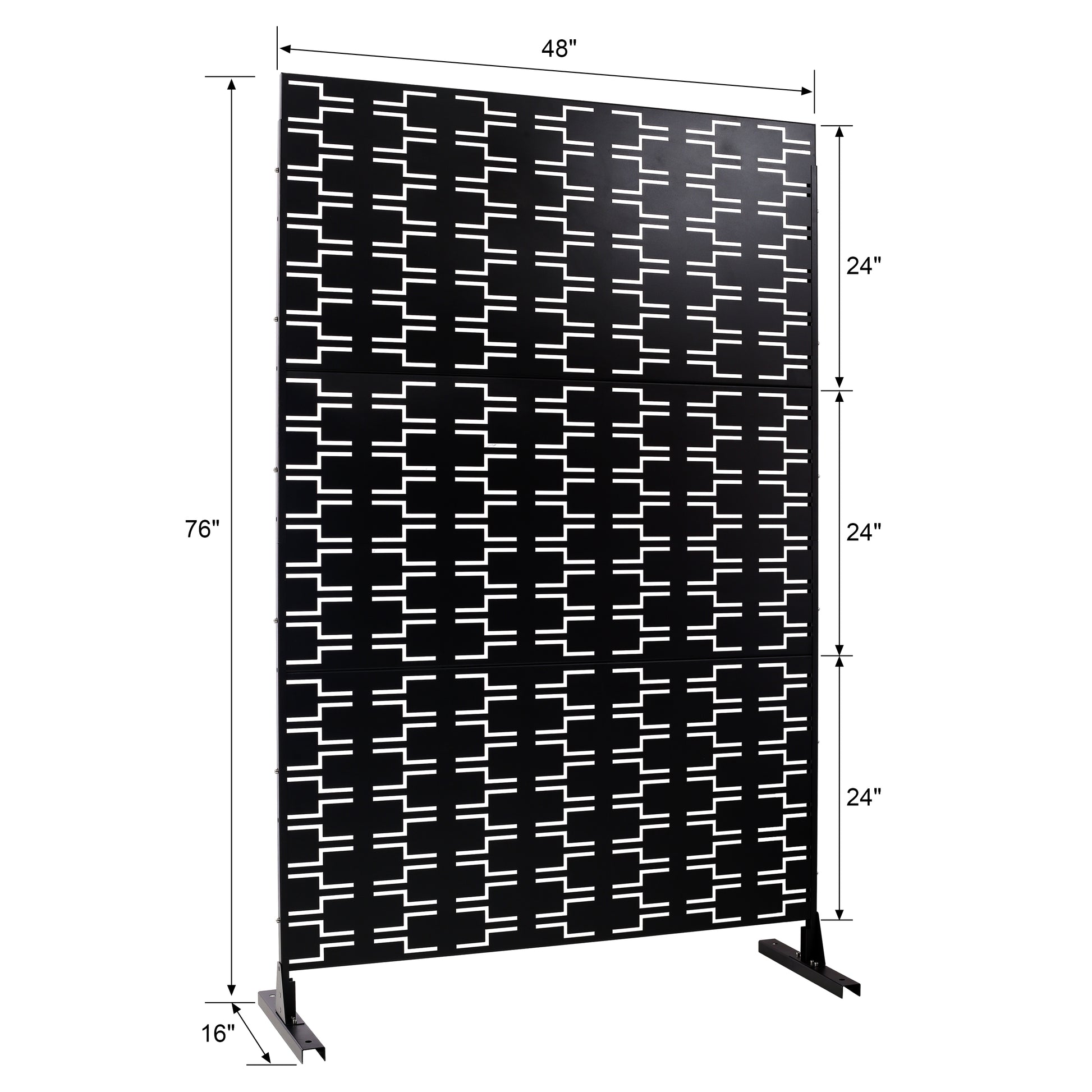 Outdoor & Indoor Privacy Screen Metal Privacy Screen 76" H 48" W, Freestanding Decorative Privacy Screen For Deck Balcony Patio, Privacy Fence Panels For Outside Lawn Garden Ps112 Black Black Steel