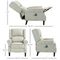 Homcom Vibration Massage Recliner Chair For Living Room With Heat, Wingback Single Sofa, Modern Linen Fabric Push Back Reclining Chair With Footrest, Side Pocket, White White Linen