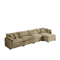Corduroy 3 Seater Sofa With 1 Footrest, L Shaped Double Sofa With Ottoman For Small Living Rooms, Tan Corduroy Sofa Tan Corduroy 3 Seat
