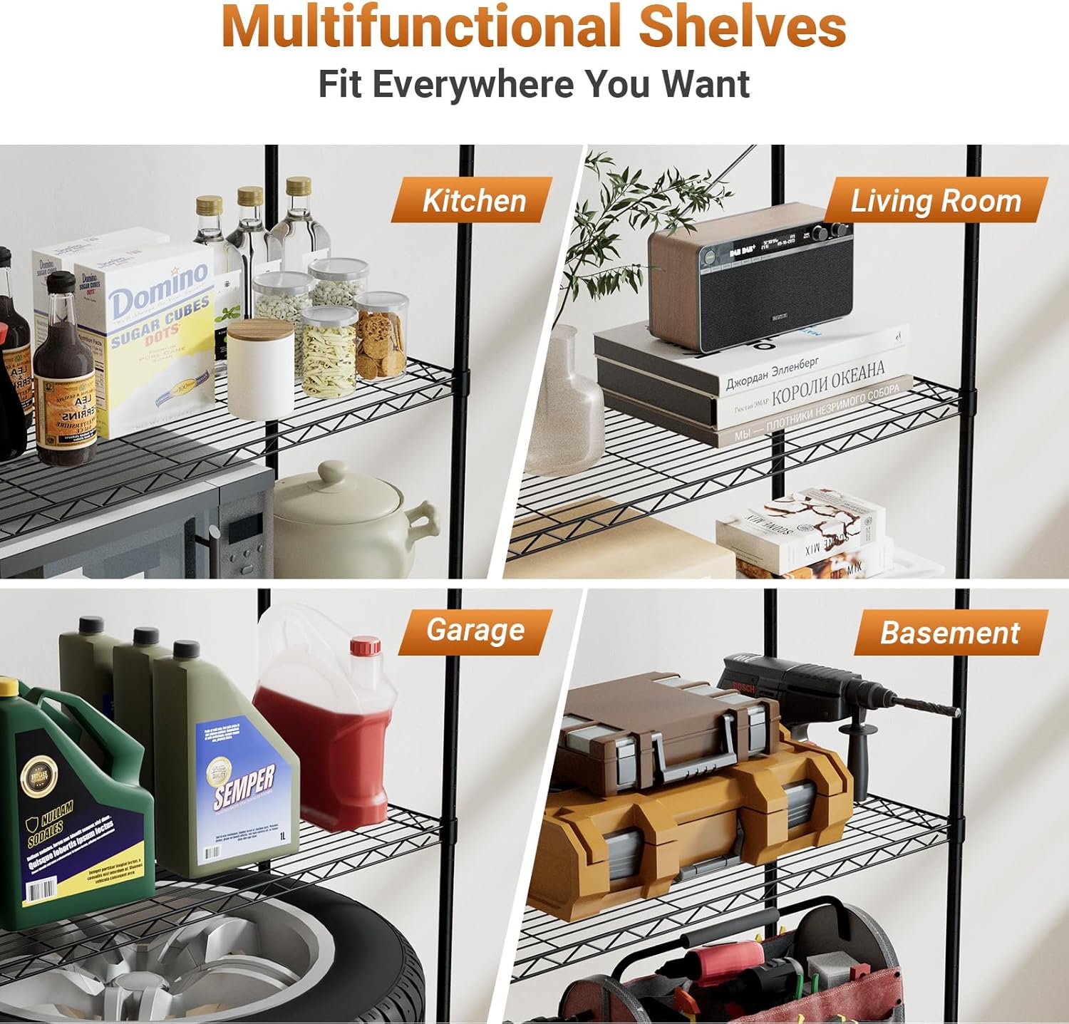 Heavy Duty 3 Tier Storage Shelves 750Lb Capacity, 24.02" D X 13.78" W X 29.92" H Adjustable Shelving Unit With Wheels, Chrome, 2 Pack Silver Steel