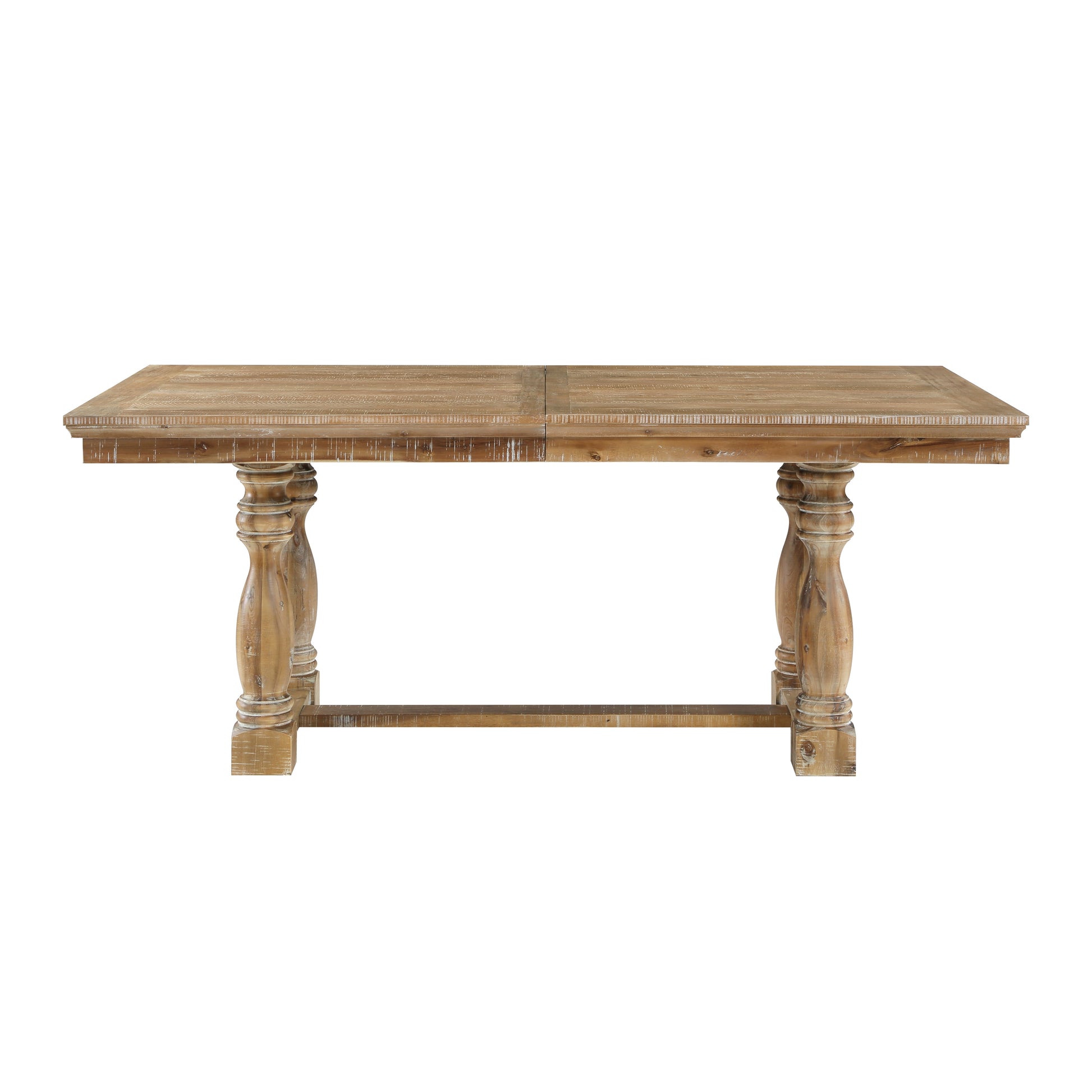Traditional Farmhouse Style Dining Table With Leaf Extension 1Pc Wheat Finish Wooden Kitchen Furniture Wheat Seats 8 Dining Room Kitchen & Dining Tables Rectangular Wood Trestle