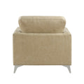 Sand Hued Polished Microfiber Upholstery Elegant Modern Style Chair 1Pc Solid Wood Living Room Furniture Silver Finish Metal Legs Sand Primary Living Space Modern Solid Wood
