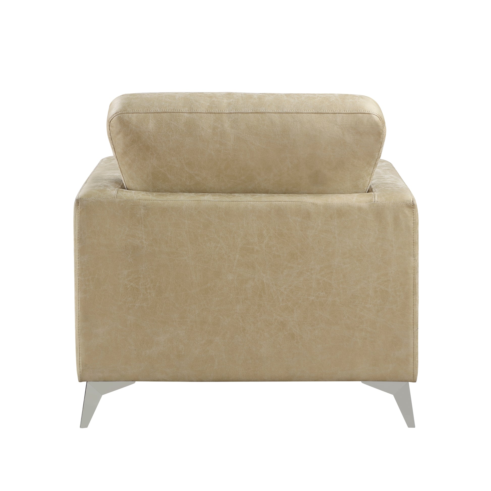 Sand Hued Polished Microfiber Upholstery Elegant Modern Style Chair 1Pc Solid Wood Living Room Furniture Silver Finish Metal Legs Sand Primary Living Space Modern Solid Wood