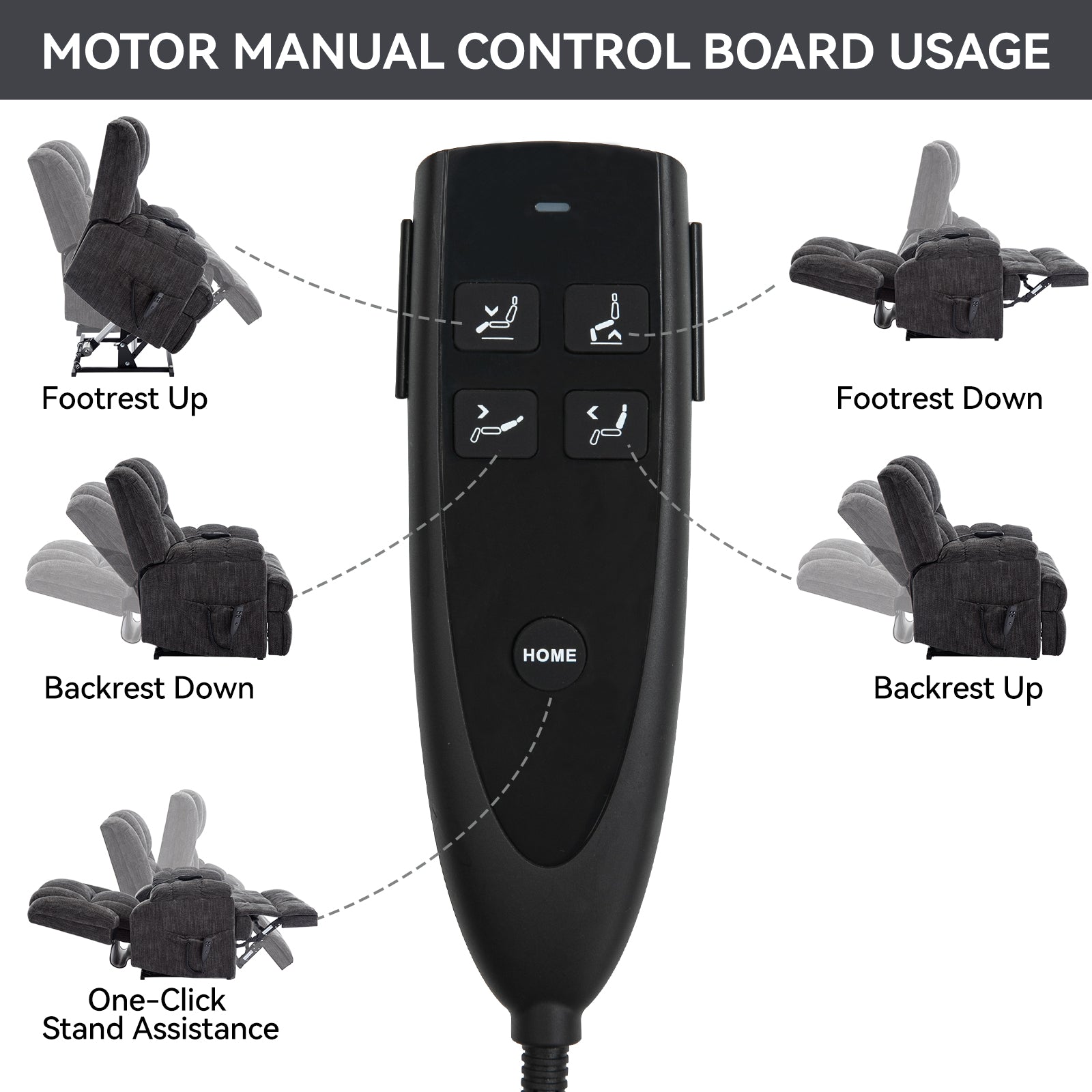 Dual Motor Heat Massage Infinite Position Up To 350 Lbs Electric Power Lift Recliners With Power Remote, Medium Firm And Heavy Duty, Grey White Metal Primary Living Space Heavy Duty Pine Grey Chenille Power Remote Medium Firm Cushion Back American Design