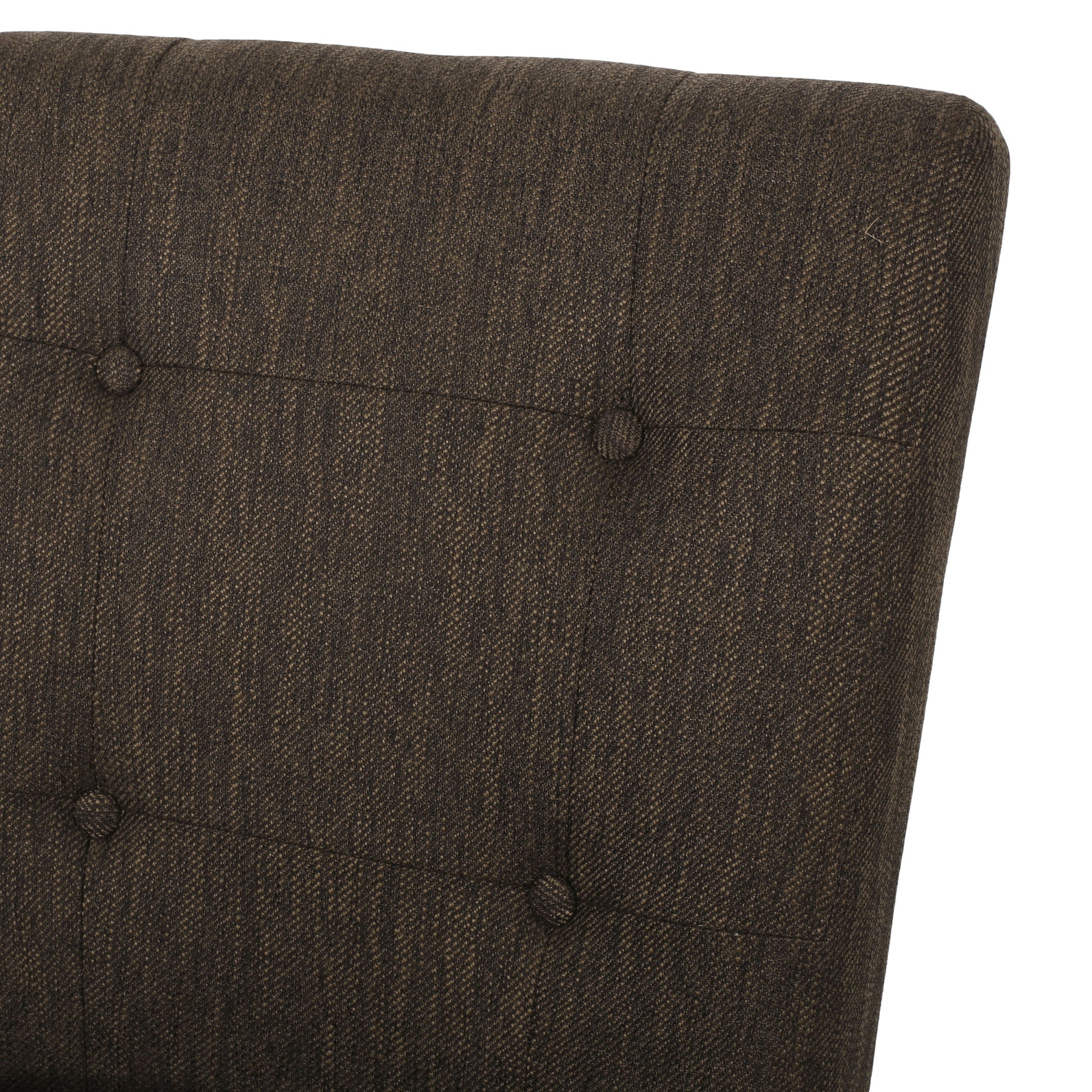 Contemporary Fabric Button Tufted 26 Inch Counter Stools, Set Of 2, Brown Brown Fabric