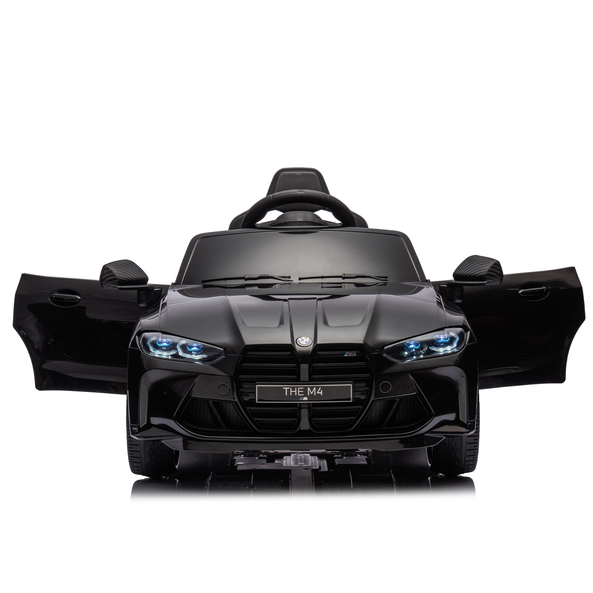 Bmw M4 12V Kids Ride On Toy Car 2.4G W Parents Remote Control,Three Speed Adjustable,Power Display, Usb,Mp3 ,Bluetooth,Led Light,Story,A Handle With Wheels And A Pull, Easy To Carry Black