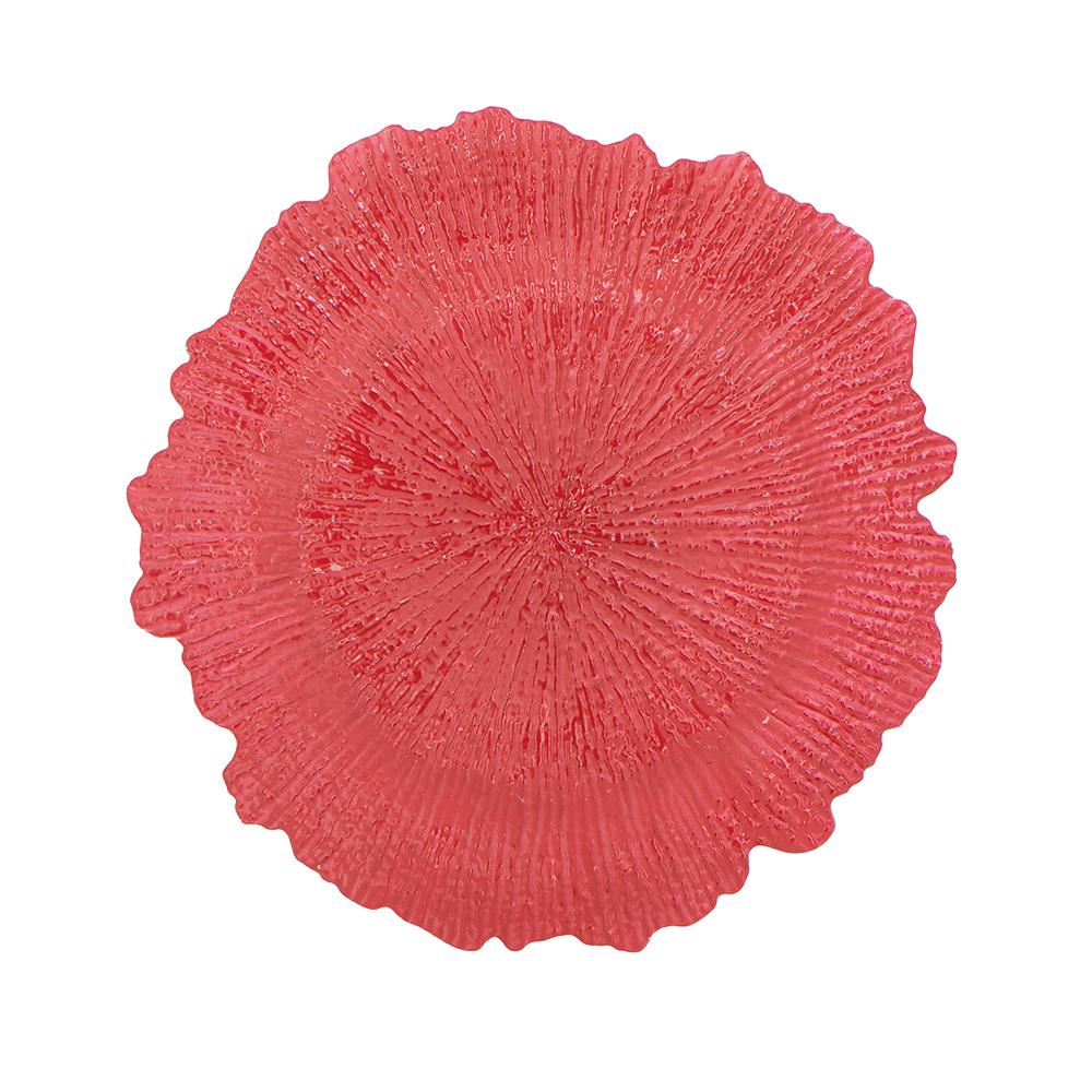 8 Pack Reef Plastic Charger Plate, D13" Red Plastic