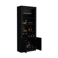 Nero 74 Inch Tall Bar Cabinet 4 Tier Modern Bar Cabinet With Glass Holder Stemware Rack, Wine Cabinet, Liquor Cabinet, 10 Bottle Cubbies And 4 Shelves. Black Primary Living Space Modern Particle Board Shelves Included Engineered Wood