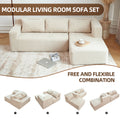 Video Compressed Modern Modular Sectional Sofa, L Shaped Couch Minimalist 2 Pieces Cloud Couch Foam Sofa With Pillows For Living Room Apartment, No Assembly Required Khaki Polyester Medium Firm Cushion Back L Shaped Square Arms Canvas 3 Seat