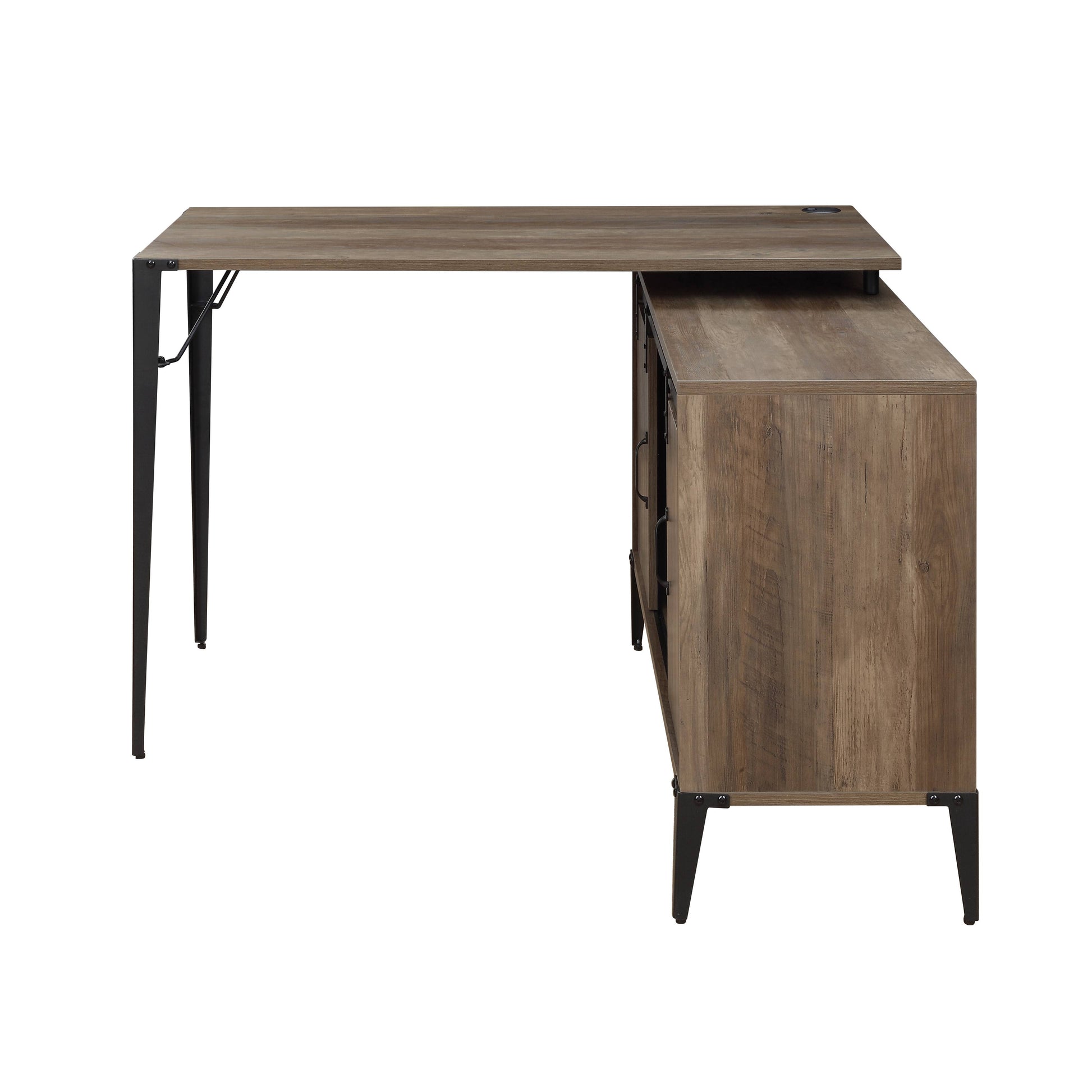 Zakwani 48" Gray Oak & Black Finish Writing Desk Oak Synthetic Wood