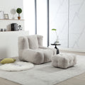 Fluffy Bean Bag Chair, Comfortable Bean Bag For Adults And Children, Super Soft Lazy Sofa Chair With Memory Foam And Ottoman, Indoor Modern Focus Bean Bag Chair For Living Room, Bedroom, Apartment Light Grey Velvet