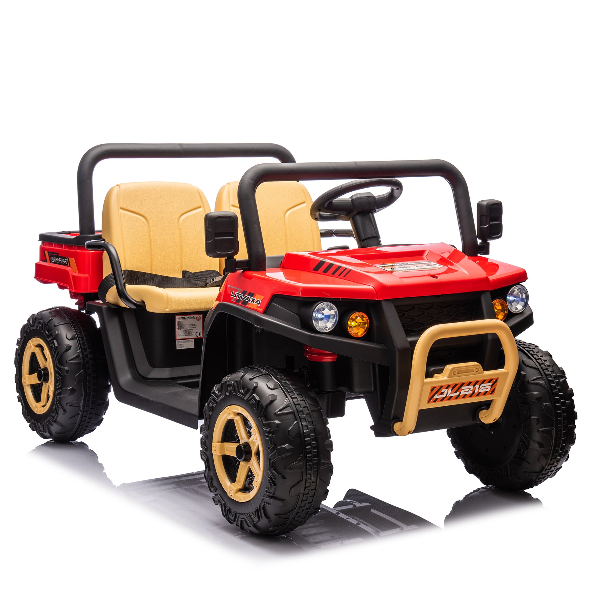 24V Xxxl Kids Ride On Utv W Parents Remote Control,Two Seater,Automatic Tipping Bucket,Rear Wheel Suspension,Slow Start,Portable Handle,Safety Belt,Led Light,Usb,Mp3,Bluetooth,Horn For Kids Aged 3 8. Red 50 99 Lbs Polypropylene